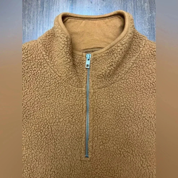 Madewell (re)sourced Sherpa Half Zip Sweatshirt Men's Size Large Brown Cozy NWT - Picture 9 of 16